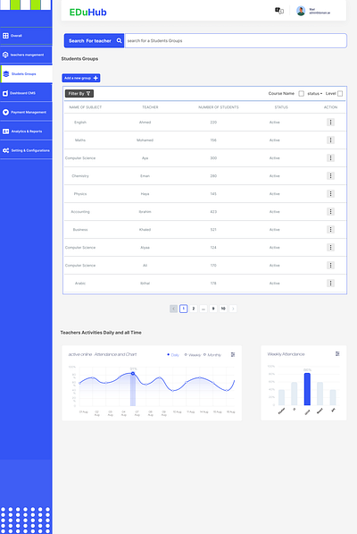 Student Groups Section landing page ui ux design