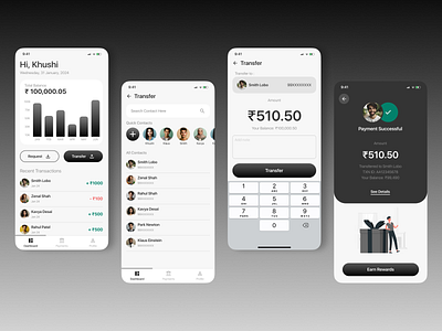 Banking App UI accounts banking colorscheme dark theme design finance interactive design layout mobileapp payments responsivedesign security transactions typography ui userexperiance ux