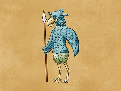 MedievalMe bird character bird characterdesign illustration medieval spear