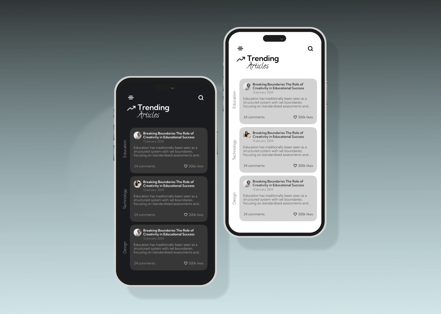 Daily UI Challenge #69 ; Trending List Design 3d animation app article branding dailyui design figma graphic design illustration logo motion graphics product trending ui ux web