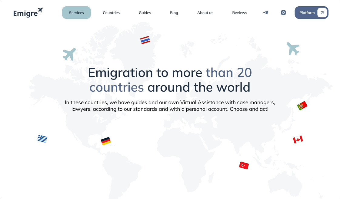 Emigre Website Animation animation design emigration lending ui ux website