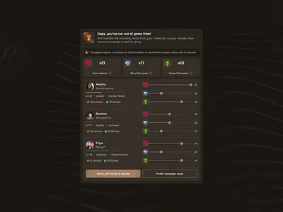 Batch-gifting friends design figma game product ui web