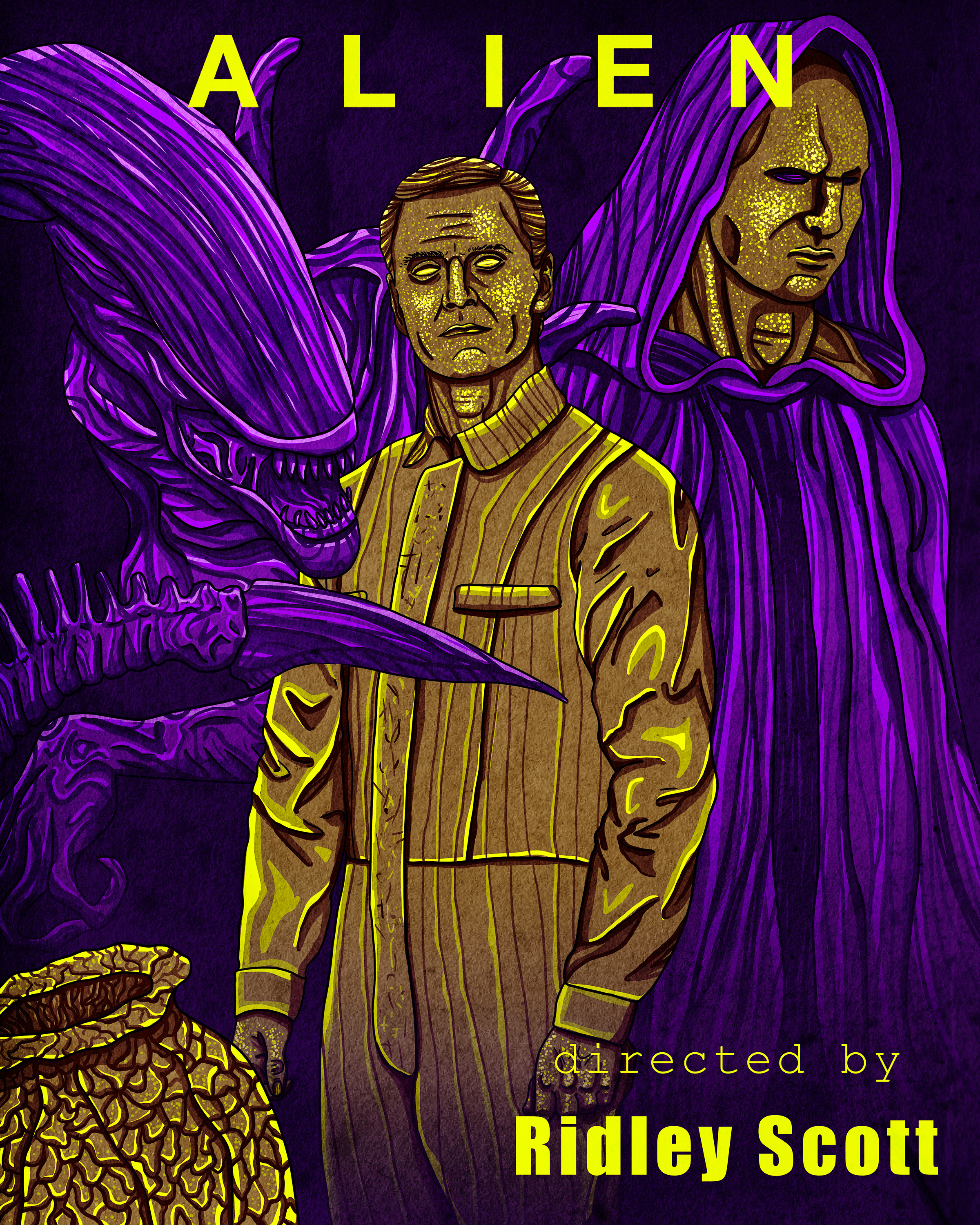 ALIEN - Poster Design alien covenant digital art digital painting franchise graphic design horror illustration michael fassbender movie poster design prometheus ridley scott tshirt design xenomorph