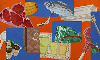 The Guardian: Food Sustainability collage commission freelance illustration journalism procreate