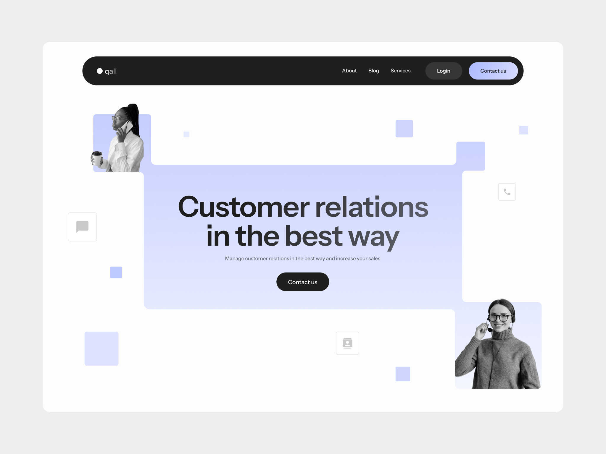 Concept: Customer Relations Website Hero customer flat hero illustration landing light minimal orange purple saas service ui web website