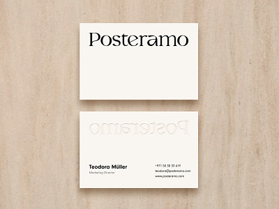 Posteramo — Business Cards 3d brand identity branding business cards clean deboss emboss graphic design minimalistic premium simple visual identity