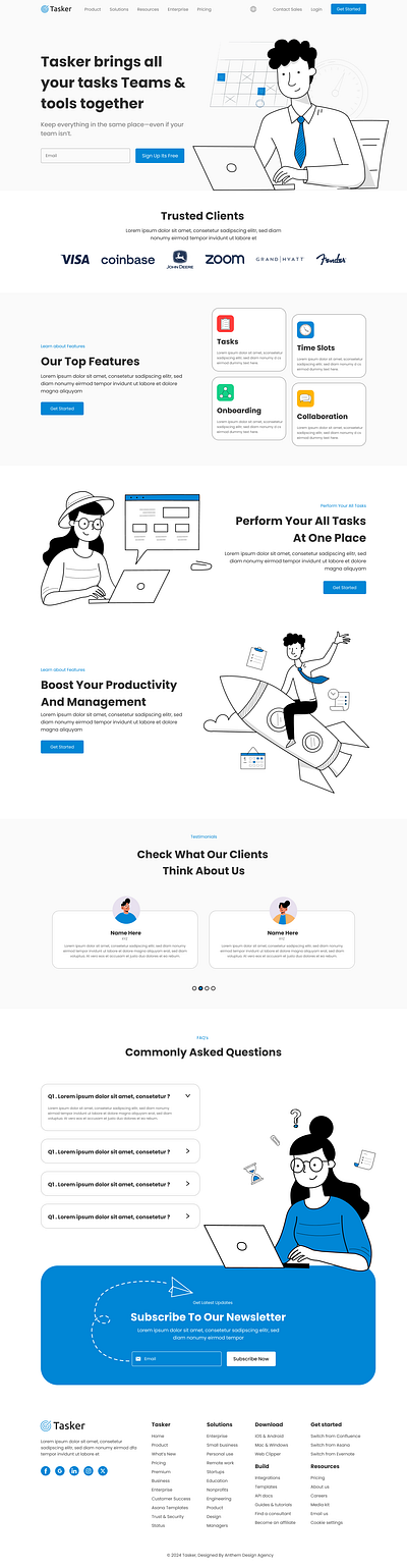 'Tasker' - Project Managment Example - Website Design UI UX branding graphic design project managment ui website design