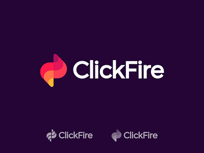 ClickFire logo design abstract branding click digital fire flame innovation logo mark marketing sale