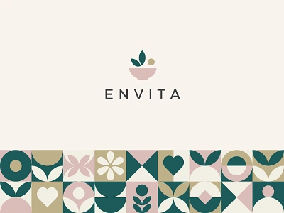 Envita — Logo & Pattern Design balance brand identity brand pattern branding geometric pattern geometric shapes health japanese lifestyle logo logo design magazine patern design visual design wellbeing wellness