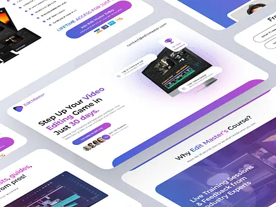 Video Editing Course Landing / Funnel Page app course funnel course landing page dashboard design funnel design landing page logo minimal modern ui uiux ux video video editing course video editor website