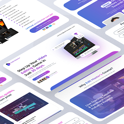 Video Editing Course Landing / Funnel Page app course funnel course landing page dashboard design funnel design landing page logo minimal modern ui uiux ux video video editing course video editor website