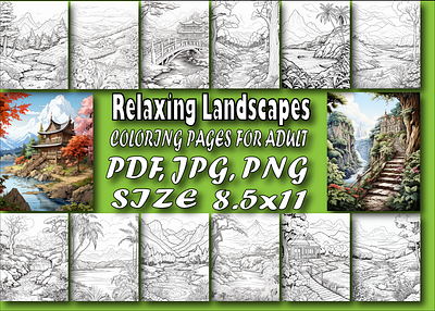 Relaxing Landscapes Coloring Pages For Adult-01 adult adult coloring pages amazon amazon coloring amazon kdp amazon kindle coloring book coloring pages design graphic design illustration kdp kdp coloring book kdp coloring pages kids colorin pages kids coloring relax relaxinglandscapes ui