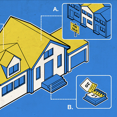 On The Market 2d diagram digital editorial folioart house illustration infographic isometric line property son of alan