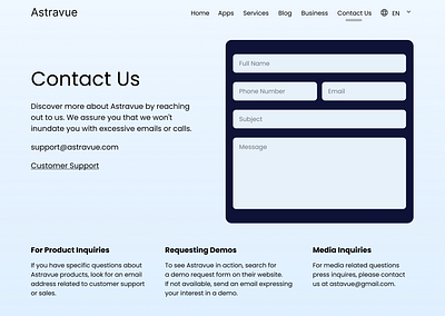 Contact US astravue contact us ui uidesign uiux user experience userinterface