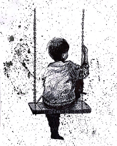 Boy on a swing art colorpencilsdrawing drawing penart pencildrawing sketch