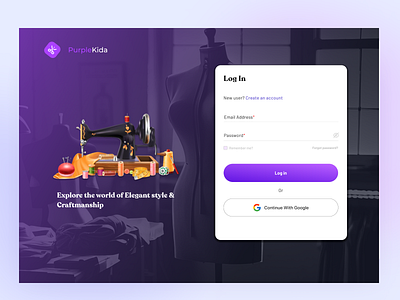 Purplekida Login/sign in page. app branding design figma graphic design illustration logo ui ux vector