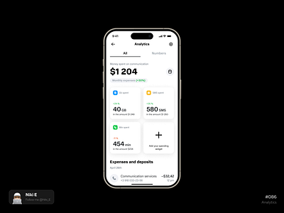 Analytics analytics daily ui design design app mobile app money money spent monthly expenses niki e number ui ux