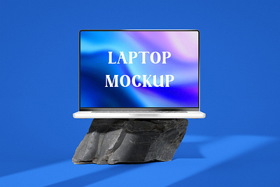 Laptop on Rock Mockup branding free mockup graphic design landing page mockup laptop mockup mockup mockups website design website mockup