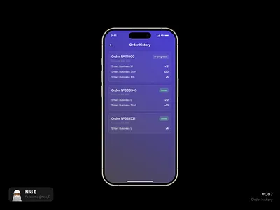 Order history daily ui design design app history history design mobile app my commission my order niki e order order history ui ux