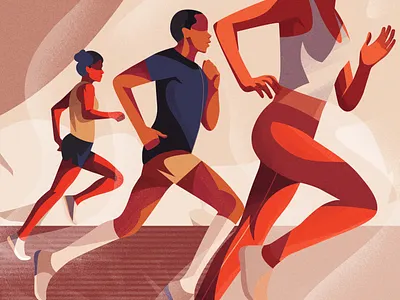 Footing colorful design footing girl illustration jogging olimpics runner running sport sport illustration vector vector art