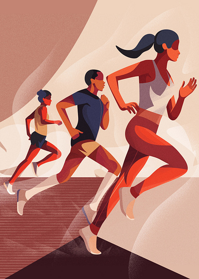 Footing colorful design footing girl illustration jogging olimpics runner running sport sport illustration vector vector art