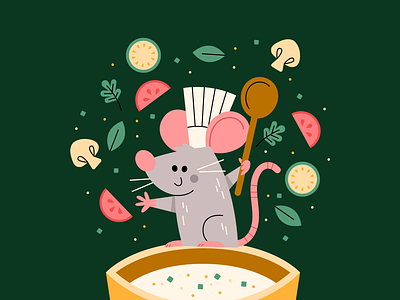Little Chef character chef cooking cute fun happy illustration pixar ratatouille remy