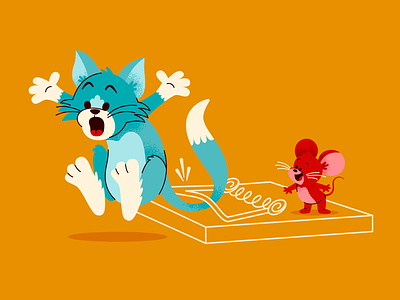 T is for Tom and Jerry cat and mouse character cute fun happy illustration retro tom and jerry