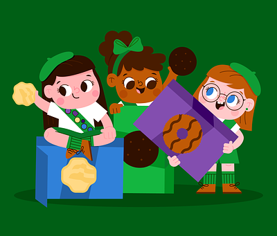 Cookie Season character cookie cute fun girl scout happy illustration scouts