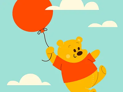 Winnie the Pooh balloon character cute disney fun happy illustration retro winnie the pooh