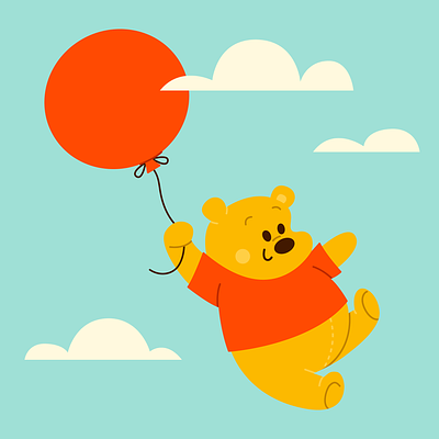 Winnie the Pooh balloon character cute disney fun happy illustration retro winnie the pooh