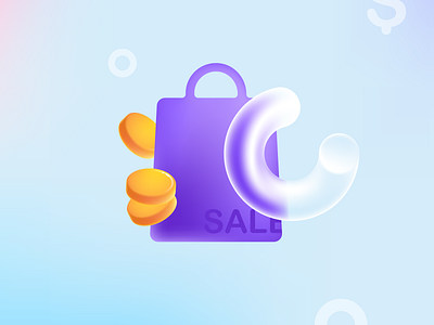 Glassmorphism style transparent shopping cart and package 3d cart coin glassmorphism loading package realistic sale shopping transparent vector
