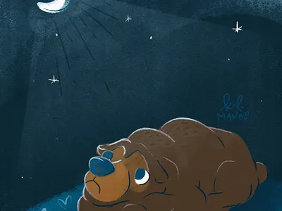 Sad Bear bear book character child dark early feelings illustration illustrator kid lit lonely moon night picture reader sad sky texture