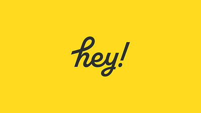 Hey! branding design graphic design handwritten logo logo design modern script tech typography yellow