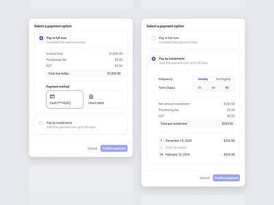 Payment Option - Pay later app b2b clean design finance minimal pay later payment saas ui ux