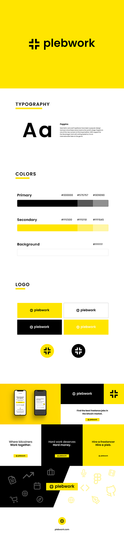 Plebwork - Where bitcoiners work together branding logo ui ux webdesign