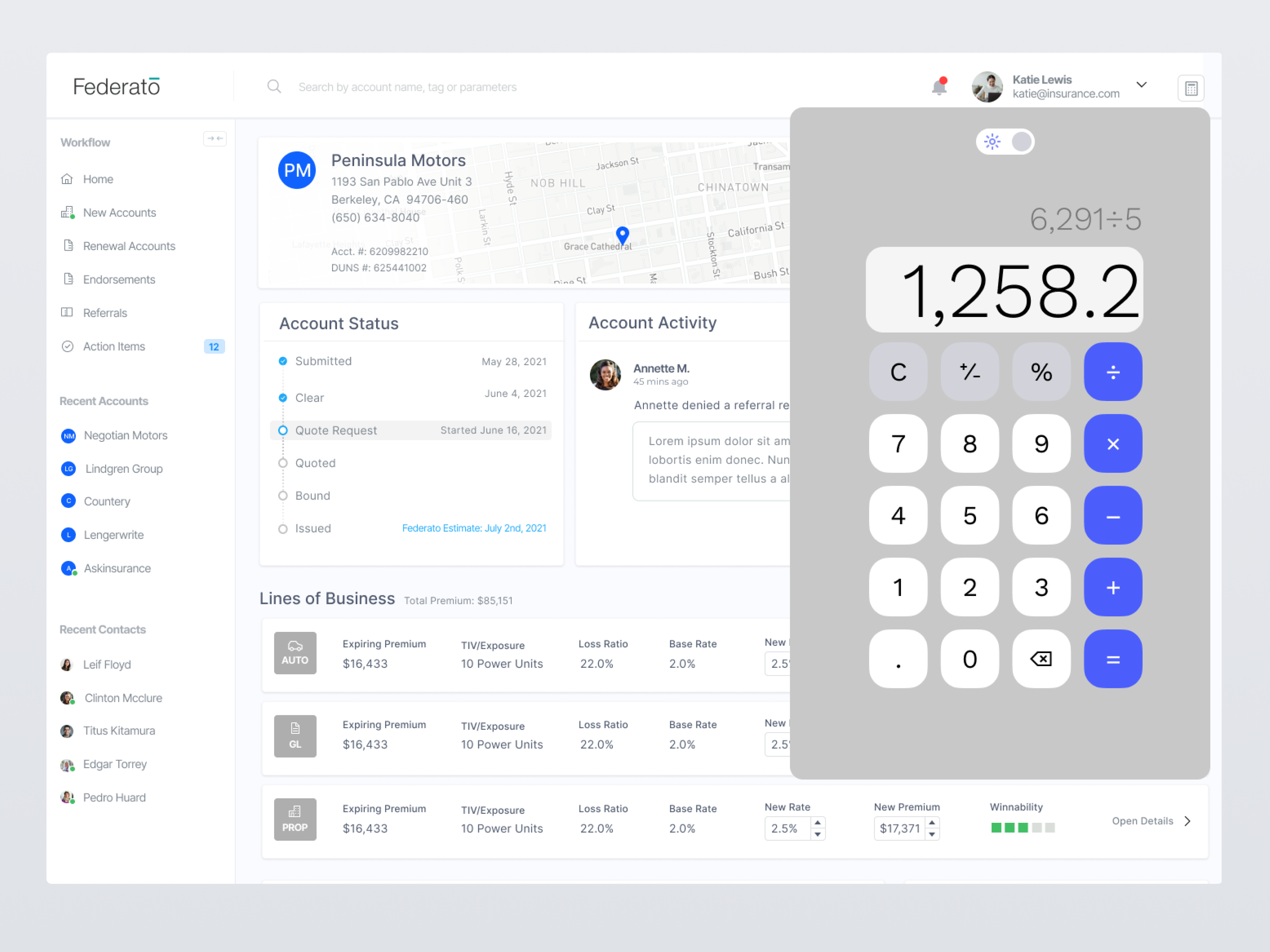 Insurance Underwriting Dashboard Design by Robert Gourley on Dribbble