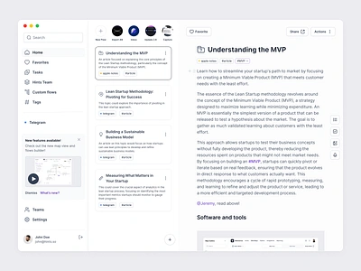 Remake of Hints Desktop app / Home connect desktop editor flow macos multi level navigation note notion productivity stories text ui