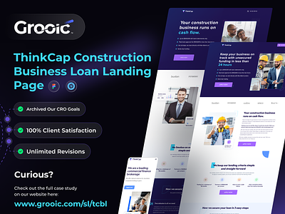 ThinkCap Construction Business Loan Landing Page business landing page conversion rate optimization cro design digitalmarketing ecommerce figma grooic high converting landing page loan landing page