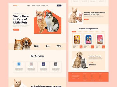 Pet Care Landing Page animal care animals care cat dog pet pet care pet shope pet store pet web ui veterinary