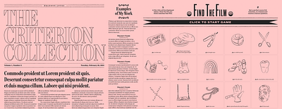 WIP: Courting Dream Employers, 2024 animation chronicle compressed css css grid illustration knockout newspaper layout ornaments pink ringside sentinel ornaments typography