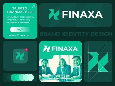 Finaxa, Financial Logo and Brand Identity Design agency animation app app logo bank business creative custom logo financial financial logo illustration logo logo design ui ux