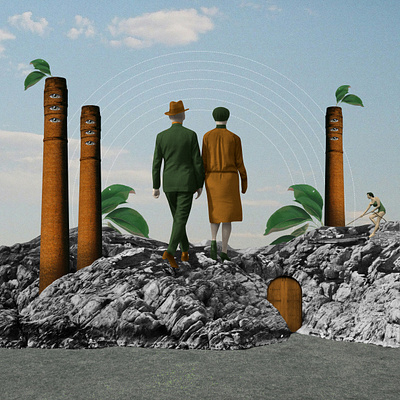 Walking to the Future colagem collage digital art digital collage editorial collage surrealism vintage