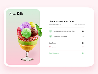 Email Receipt UI daily design design email receipt graphic design ice cream ui