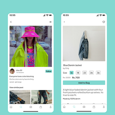 Online Thirfting App addtocart app blue clothing design fashion ios jacket mobile thirfting ui ux