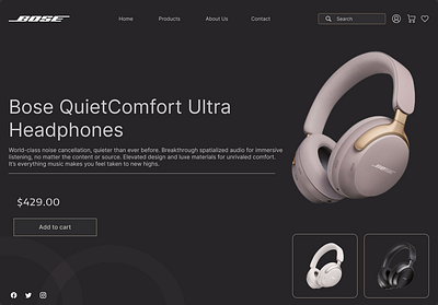 Bose Headphones - Web Design ui