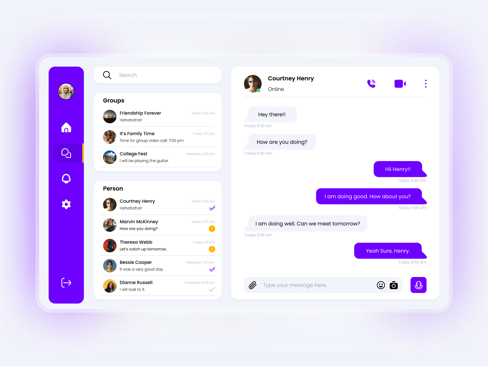 Web Messaging App UI by Goutam Manishi on Dribbble