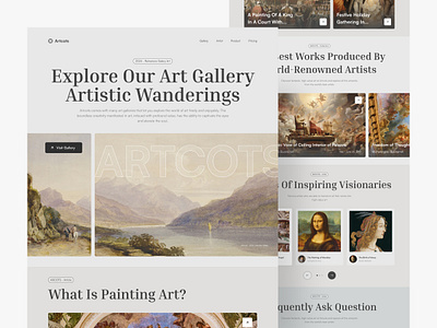 Artcots - Art Gallery Landing Page art art gallery art website art work artexhibition artist branding clean design figma landing page minimalism painting reinansce art simple simple design ui uilandingpage uiux ux website