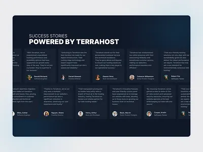 Testimonials & User Reviews Carousel carousel clean dark homepage layout product testimonials ui user reviews web