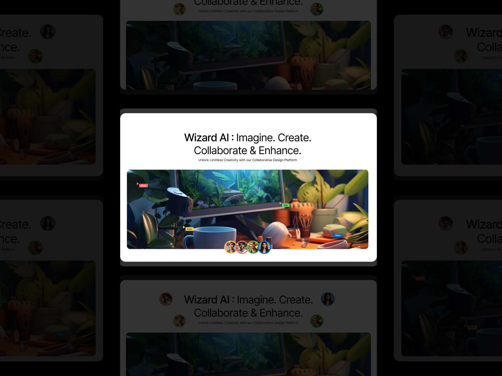 Landing Page : Collaborate Section ai ai images animation cards collaboration feature section gsap hero section landing page minimal ui web design