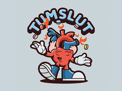 TumSlut Heartburn Mascot antacid cartoon character heart heart burn illustration mascot tums